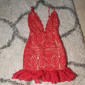 Size 0 red crochet summer dress